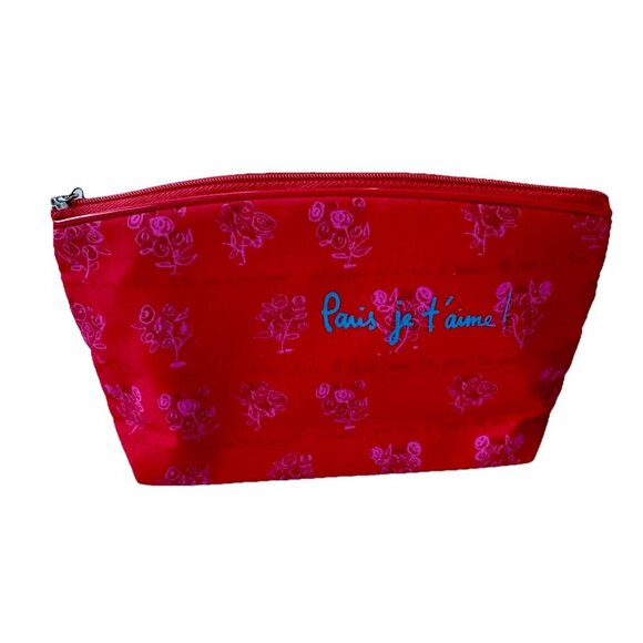 New LANCOME Paris je t'aime! RED Travel Cosmetic Makeup Bag Case Toiletry Vacay - Picture 1 of 5